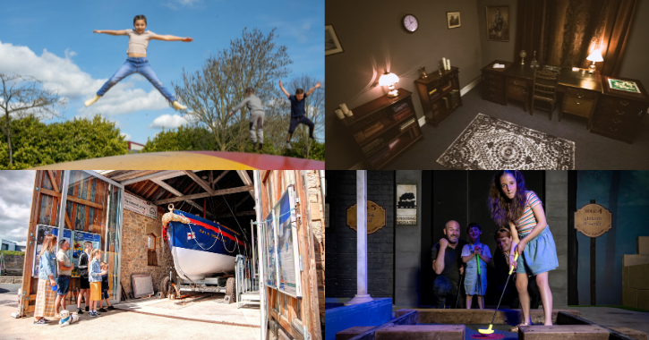 Mixture of images from Adevnture Valley, Escape Rooms Durham, Seaham Marina and The Hole in the Wand mini golf.